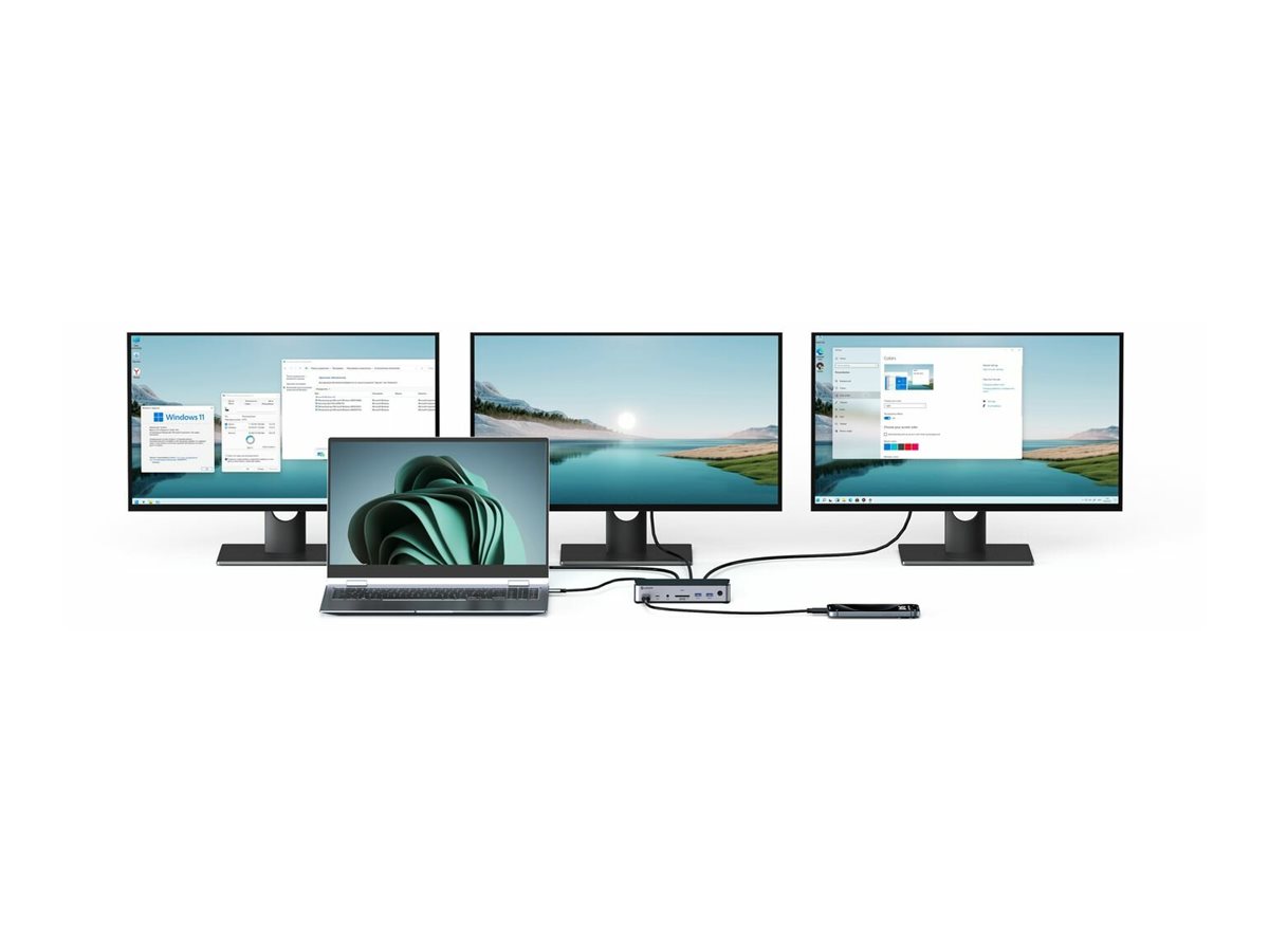 eSTUFF GLB232006 Triple USB-C Dockingstation Aluminum Black