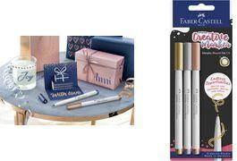 FABER-CASTELL Creative Marker GOLDFABER, 3er Blister Tinte auf Wasserbasis, geruchsneutral, wisch- und spritz - 1 Stück (161108)