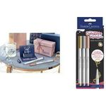 FABER-CASTELL Creative Marker GOLDFABER, 3er Blister Tinte auf Wasserbasis, geruchsneutral, wisch- und spritz - 1 Stück (161108)