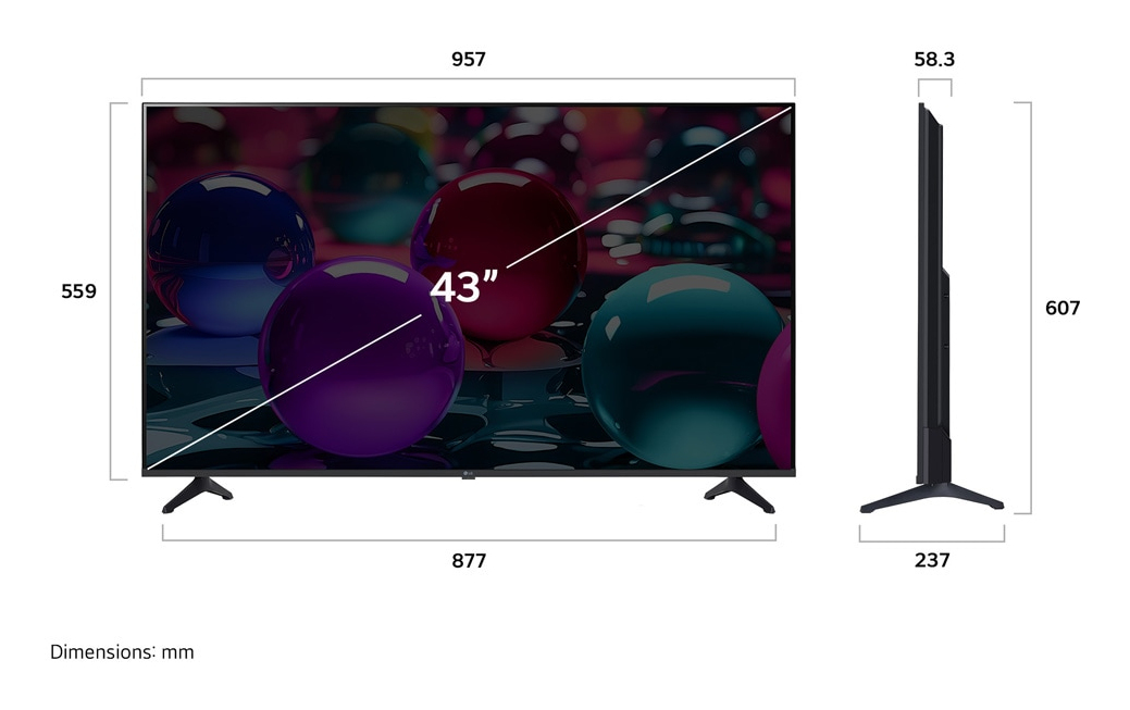 LG UA73 Series 43UA73003LA 43" 4K UHD LED TV Schwarz