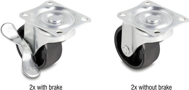 DeLOCK Lenkrolle Ø 50 mm Tragkraft bis 90 kg Set 2 x 2 Stück (66753)