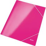 LEITZ Eckspannermappe WOW, DIN A4, Karton, pink-metallic PP-laminierter Karton, glänzend, 3 seitliche Schutzklappen (3982-00-23)