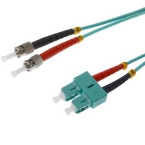 helos LWL Patchkabel 50/125µm OM3 SC/ST 1,0m SC Duplex Stecker/2x ST Stecker, aqua (126414)