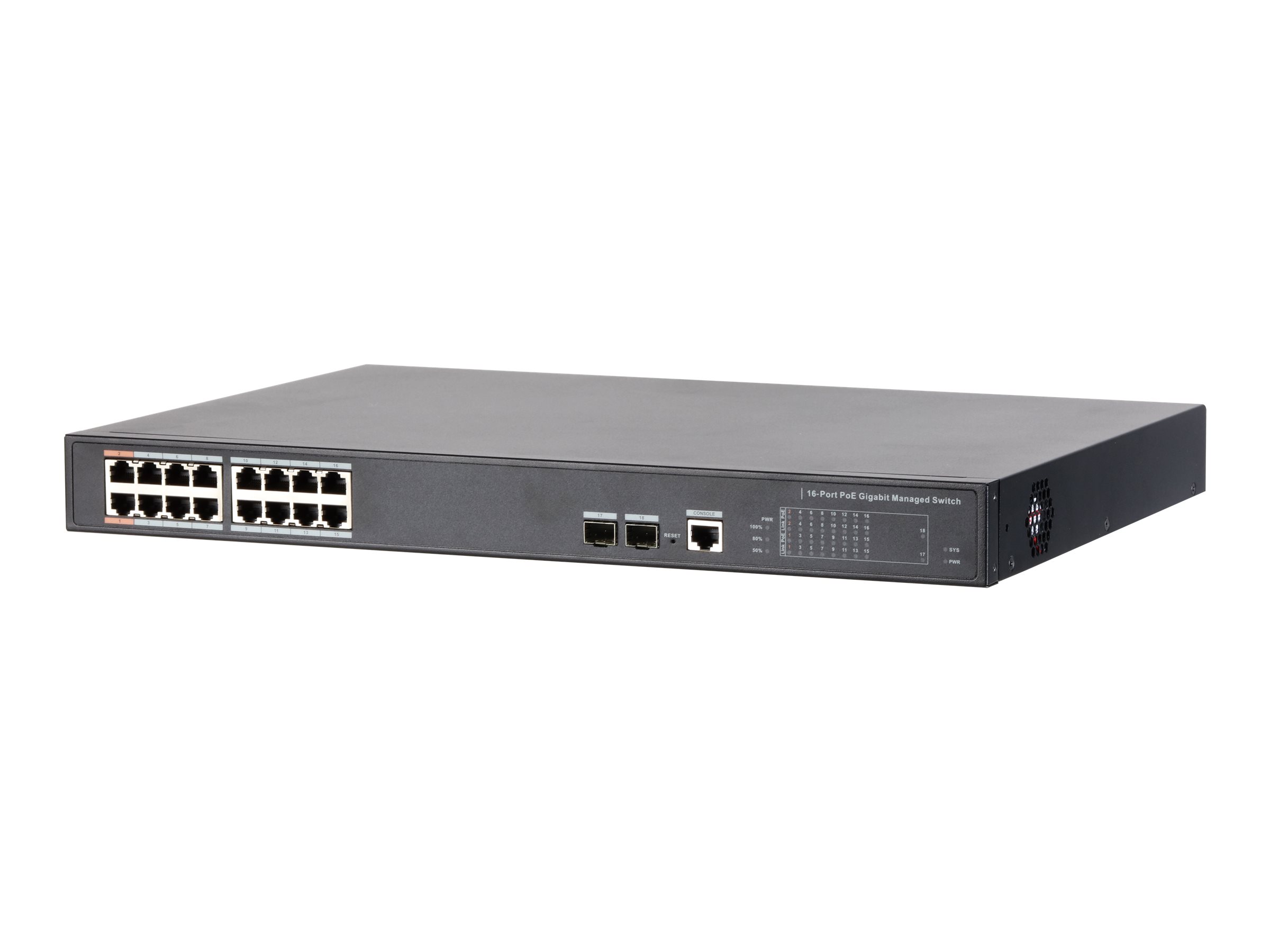 Dahua DH-PFS4218-16GT-240 16-Port Gigabit Managed PoE+ Switch Schwarz