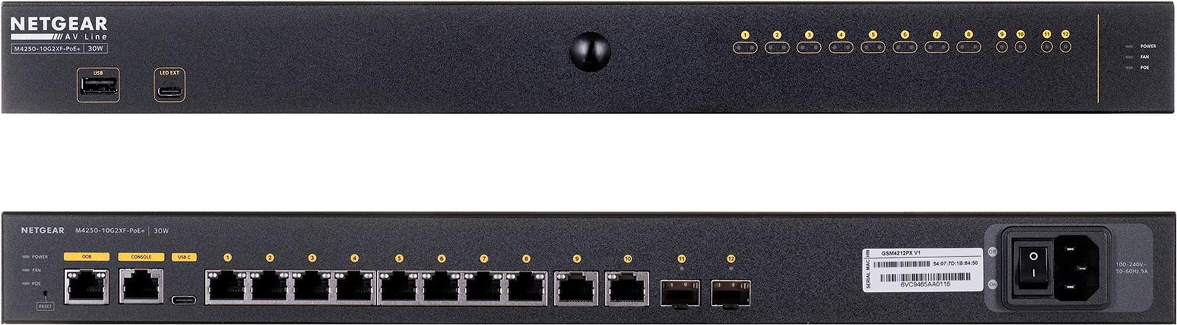 NETGEAR AV Line M4250-10G2XF-PoE+ Switch 12 Ports PoE+ Schwarz