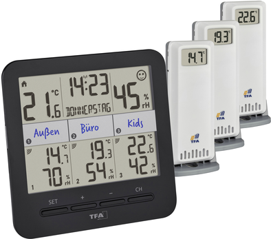 TFA Dostmann KLIMA@HOME 2 Funk-Thermo-/Hygrometer Schwarz (30.3075.01)