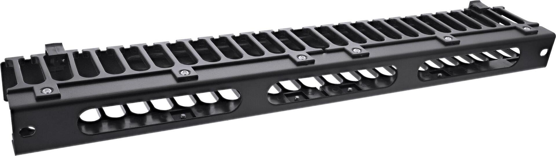 InLine 19" Kabel Durchführungsplatte mit Bürste und Kabelleiste 1HE RAL (19111N)