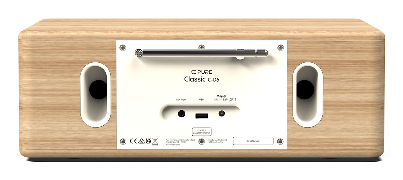 Pure Classic C-D6 Audiosystem 30 Watt Bluetooth DAB+ Cotton White, Oak