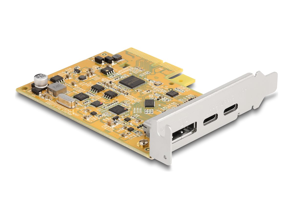 Delock USB-Adapter PCIe 3.0 x4 mit 2x USB 3.2 Gen 2 USB-C und DisplayPort Low-Profile