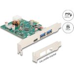 Delock PCI Express x1 Karte zu 1 x extern USB Type-C Buchse PD 30 W+ 2 Typ-A (90229)