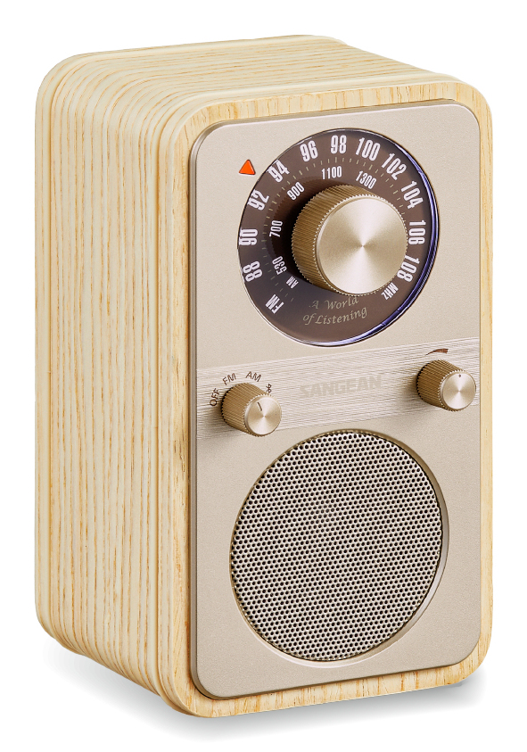 Sangean WR-9 Tragbares FM/AM-Radio Bluetooth Echtholzgehäuse White Ash