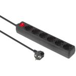 MicroConnect 6-way Schuko Socket on/off Switch 1.5M Black (MC-GRU00615BS)