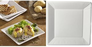 PAPSTAR Papp-Teller "pure" eckig, 225 x 225 x 18 mm, weiß aus 100% Frischfaserkarton, lebensmittelecht, kompostierbar - 1 Stück (86615)