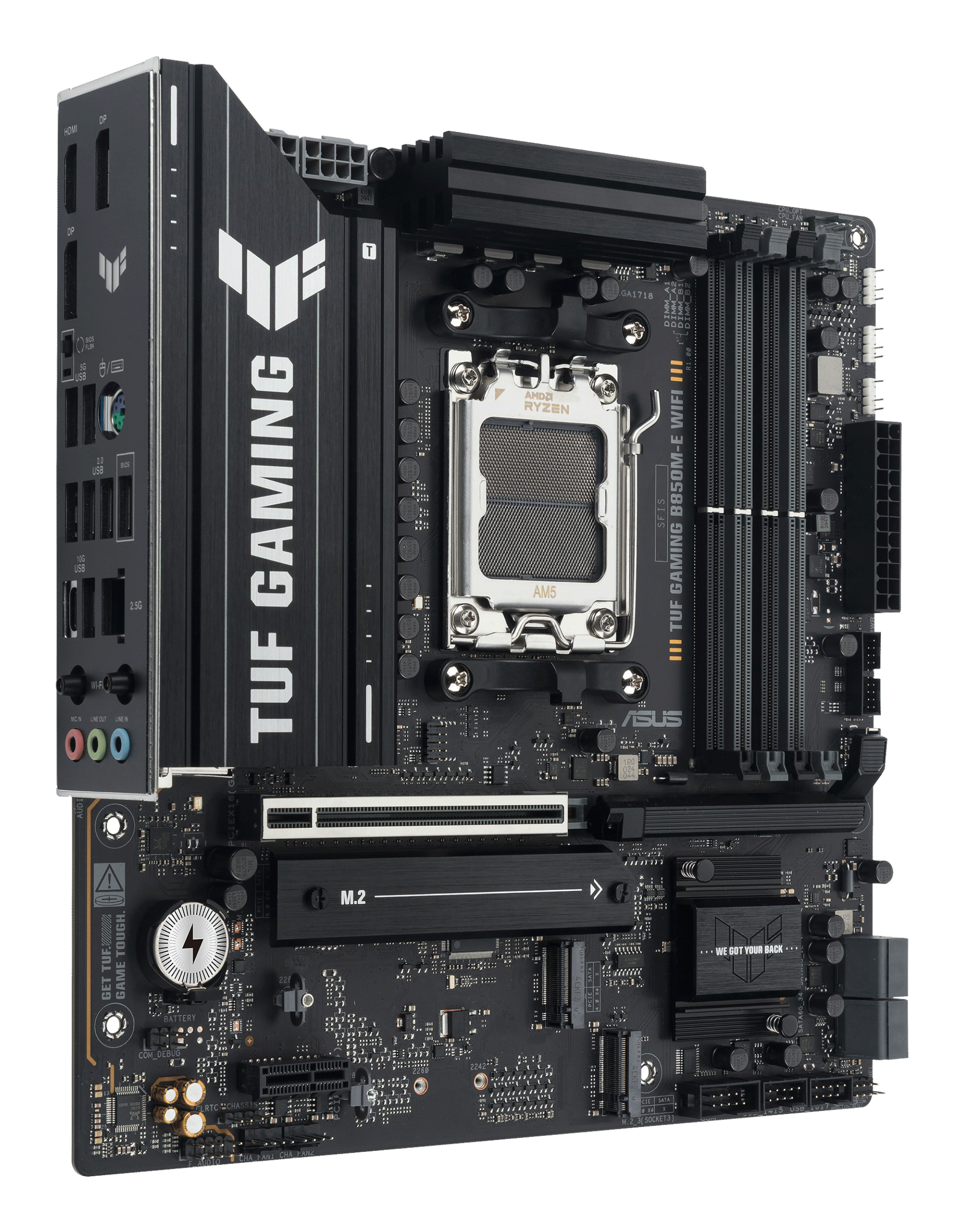 ASUS TUF GAMING B850M-E WIFI Mainboard Socket AM5 AMD B850 DDR5 Micro ATX Wi-Fi 6E Grau