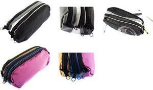 kangaro Schlamper-Etui, 3 Fächer, orange / blau / fuchsia aus Polyester, oval, 3 separate Reißverschlusstaschen, - 1 Stück (K-56402)