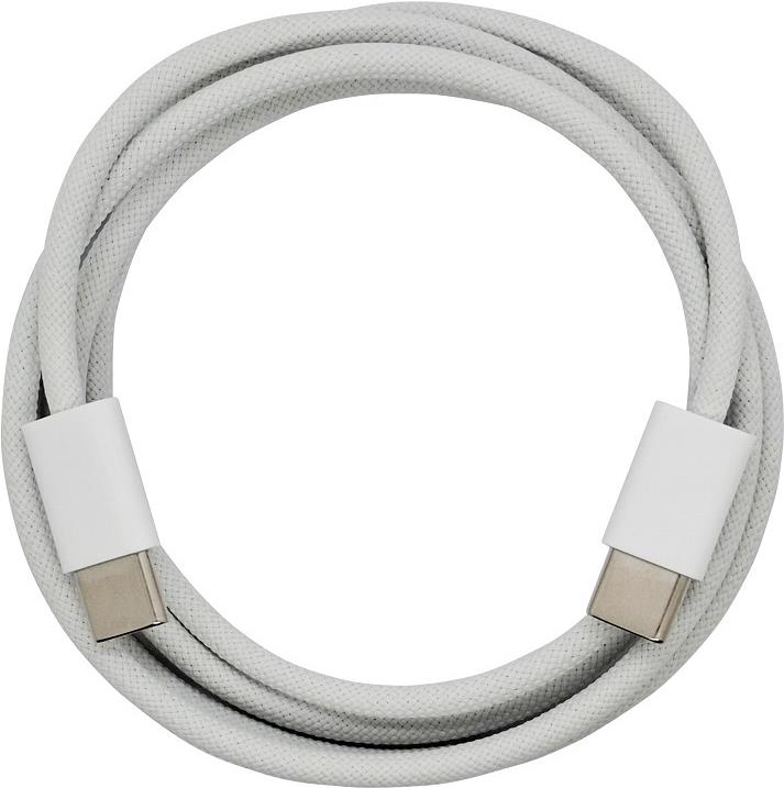 PowerRay Daten- und Ladekabel Typ C auf Typ C, 60 W, Nylon ummantelt, 1m, white, Bulk (4260357351156)