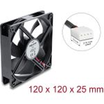 Delock Axiallüfter 48 V DC, 120 x 120 x 25 mm mit 4 Pin PWM Lüfteranschluss schwarz (67453)