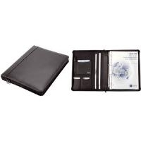 Alassio Ringbuchmappe "MONZA", A4, Nappa-Leder, schwarz herausnehmbare Ringmechanik, 2 DIN A4 Einsteckfächer (30010)