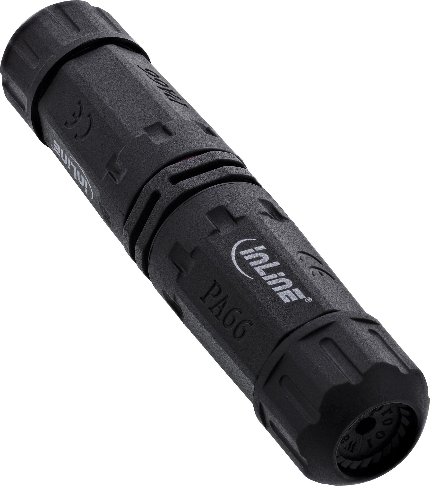 InLine Netzkabelkupplung IP68 3-polig 2-Wege M20 schwarz (69927T)