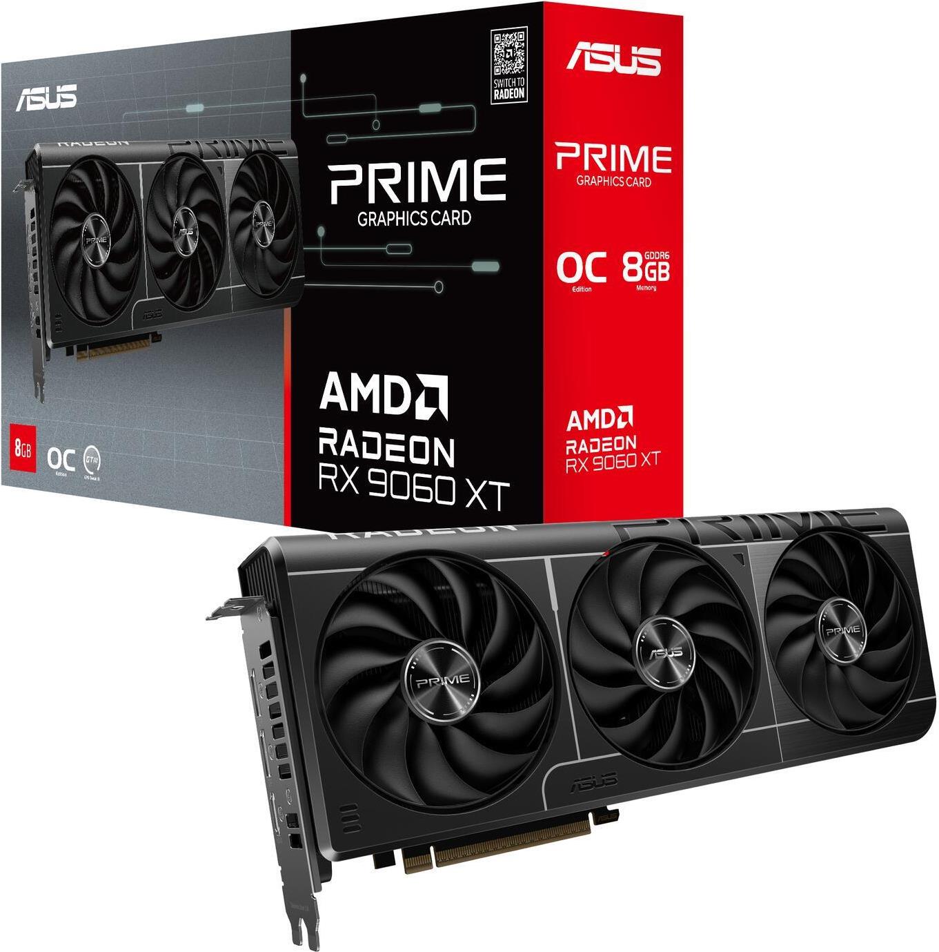 ASUS Prime Radeon RX 9060 XT OC 8GB Grafikkarte - 8GB GDDR6, HDMI, 3x DP (90YV0MI0-M0NA00)