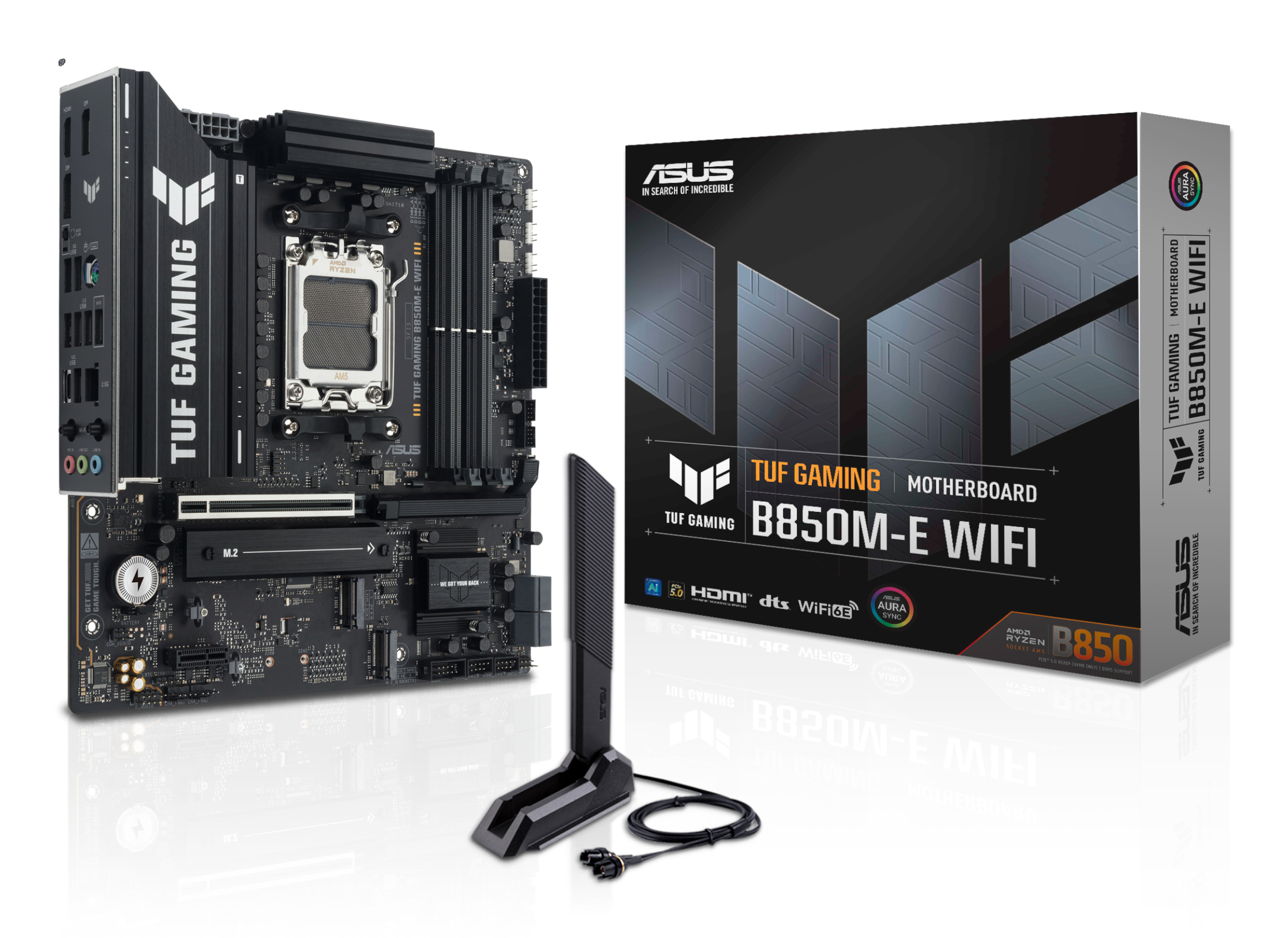 ASUS TUF GAMING B850M-E WIFI Mainboard Socket AM5 AMD B850 DDR5 Micro ATX Wi-Fi 6E Grau
