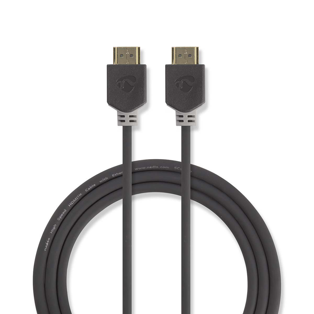 Nedis HDMI-Kabel mit Ethernet 2 m 4K vergoldete Kontakte Anthrazit