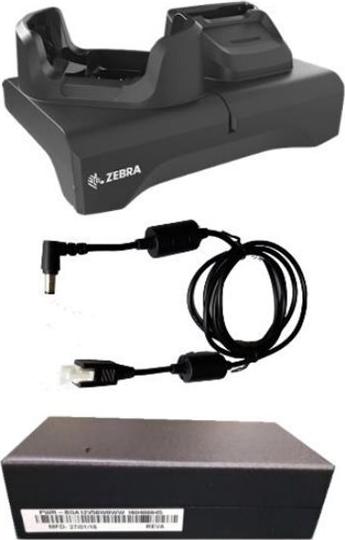 ZEBRA KIT - Single-slot and spare battery charging cradle kit with USB communication / Ethernet capability for TC53 / TC58, TC53e / TC58e / TC53e-RFID devices with a rugged boot, Includes power supply, DC cable, and a grey shim, (CRD-NGTC5B-2SE1B)