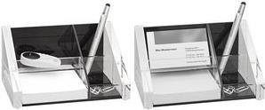 WEDO Utensilienständer "acryl exklusiv", glasklar/schwarz aus Acryl, mit Zettelbox inkl. 150 Blatt weiße Notizzettel - 1 Stück (60 5101)
