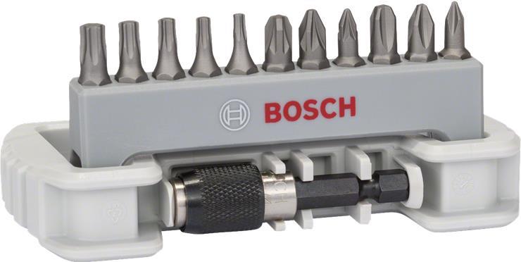 Bosch Accessories 2608522131 Bit-Set 12teilig Schlitz, Kreuzschlitz Phillips, Kreuzschlitz Pozidriv, Innen-Sechskant, Innen-Sechsrund (TX)