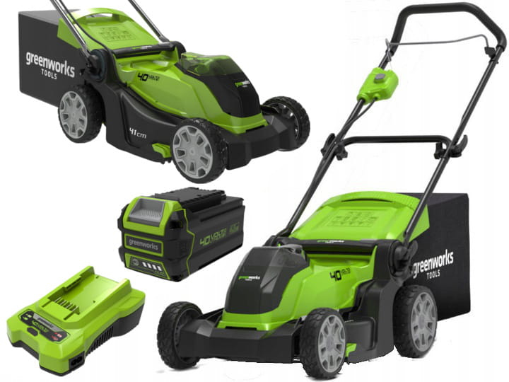 Greenworks 2504707UB Schubrasenmäher 40 V 4 Ah 41 cm Grün