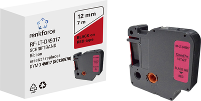 Schriftband Renkforce RF-LT-D45017 Kompatibel ersetzt DYMO D1 - 45017 12 mm Bandfarbe: Rot Schriftfarbe: Schwarz 7 m (RF-6027822)