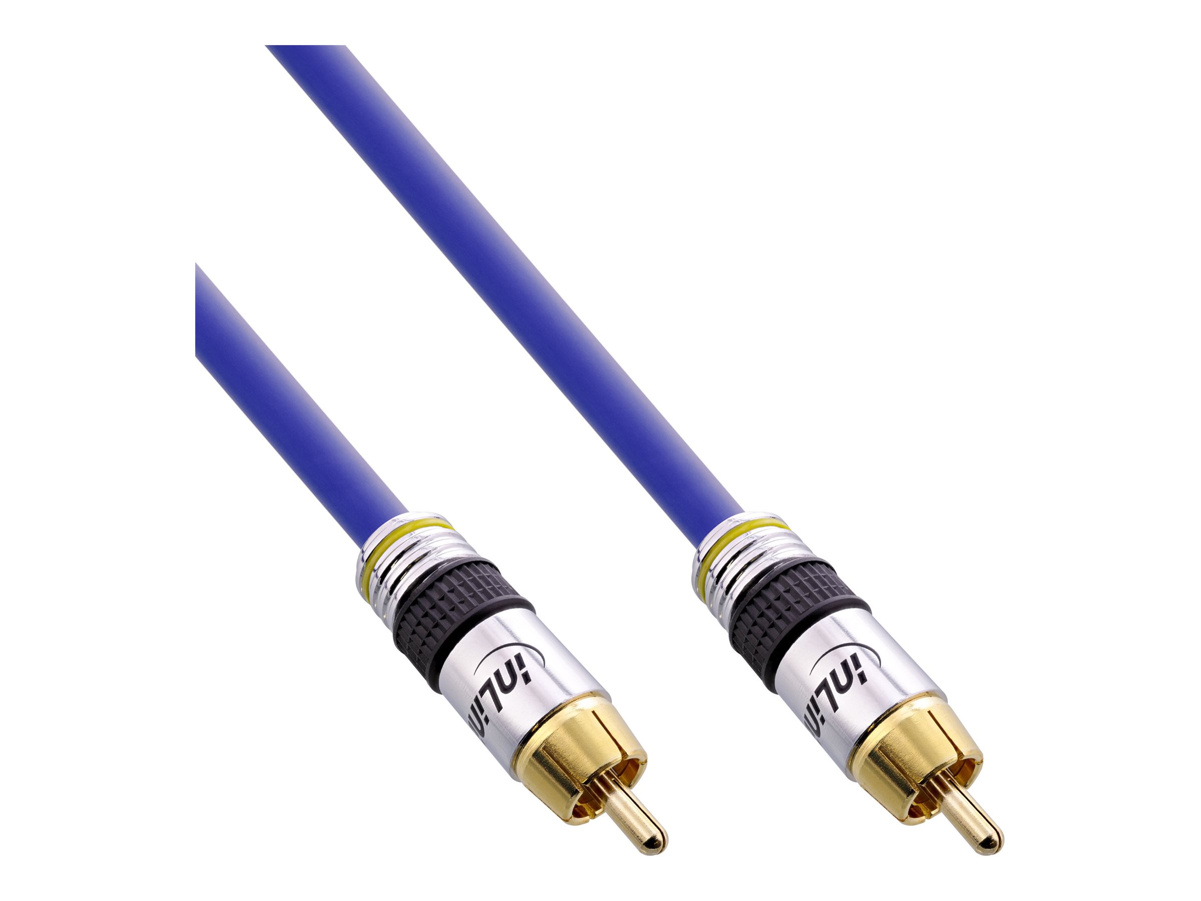 InLine Premium Cinch A/V Kabel 25 m koaxial 75 Ohm vergoldete Stecker Blau