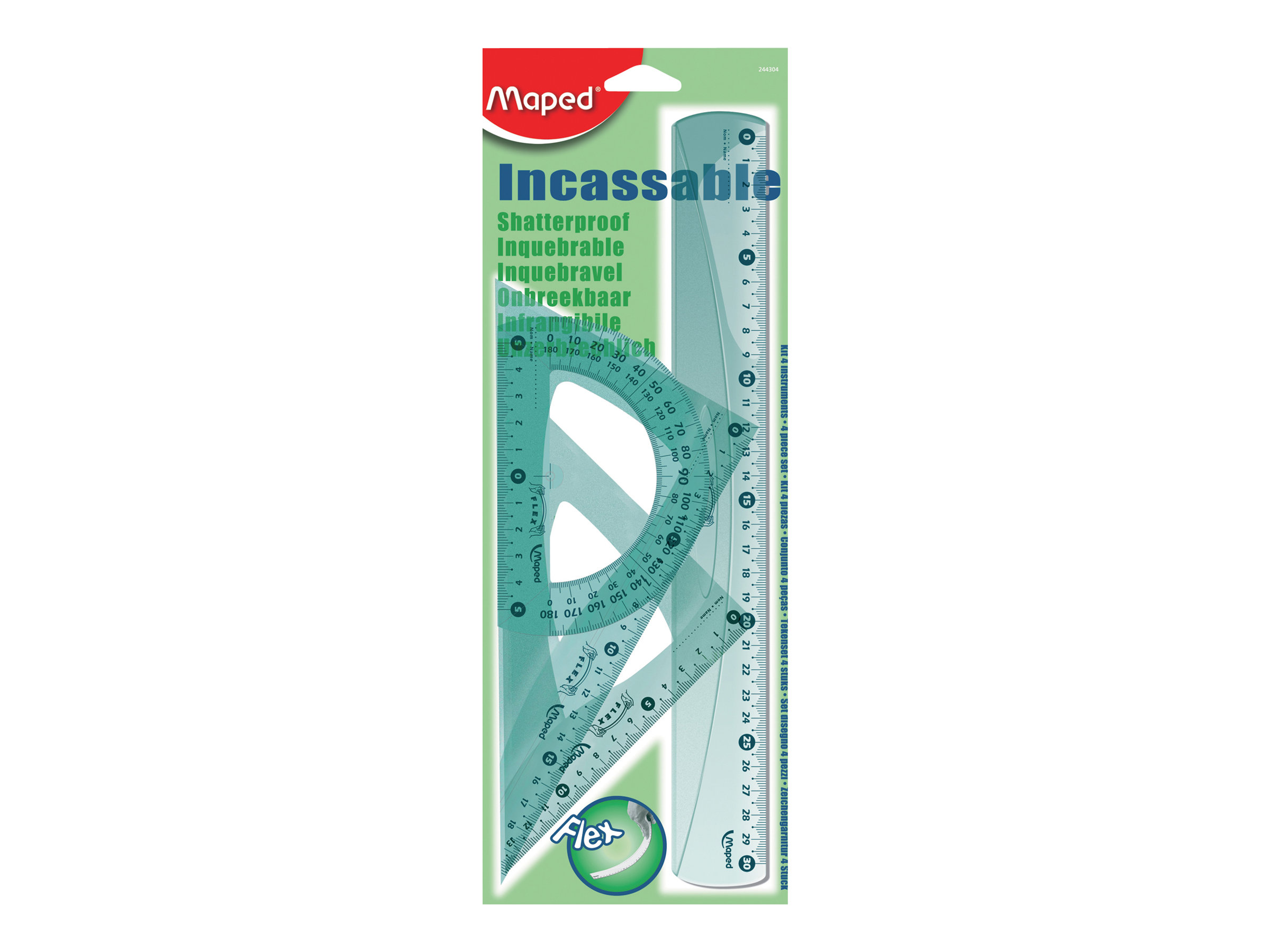 Maped Flex Maxi Lineal-Set 4-teilig Kunststoff Blau Durchscheinend