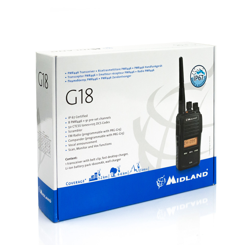 Midland G18 04 PMR446 Funkgerät 8 Kanäle IP67 Schwarz