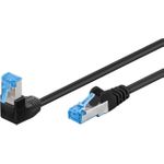 Goobay CAT 6A Patchkabel 1x 90° gewinkelt, S/FTP (PiMF), Schwarz, 5 m - Rastnase oben, LSZH halogenfrei, Kupfer (51560)
