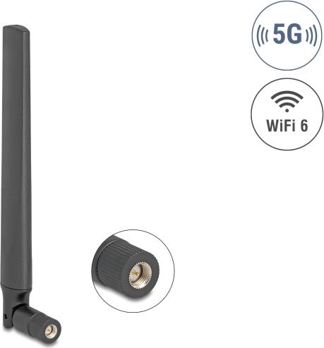 Delock 5G LTE GNSS WiFi 6 Antenne SMA Stecker 0.9 - 4.1 dBi 183 mm omnidirektional mit (81463)
