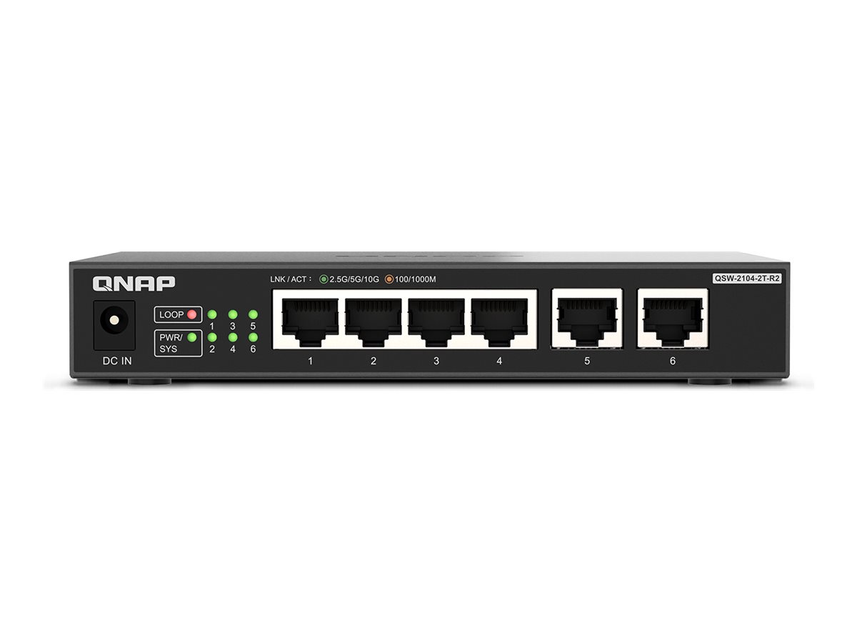 QNAP QSW-2104-2T-R2 Unmanaged Desktop Switch 4x 2.5GbE 2x 10GbE RJ-45 Schwarz
