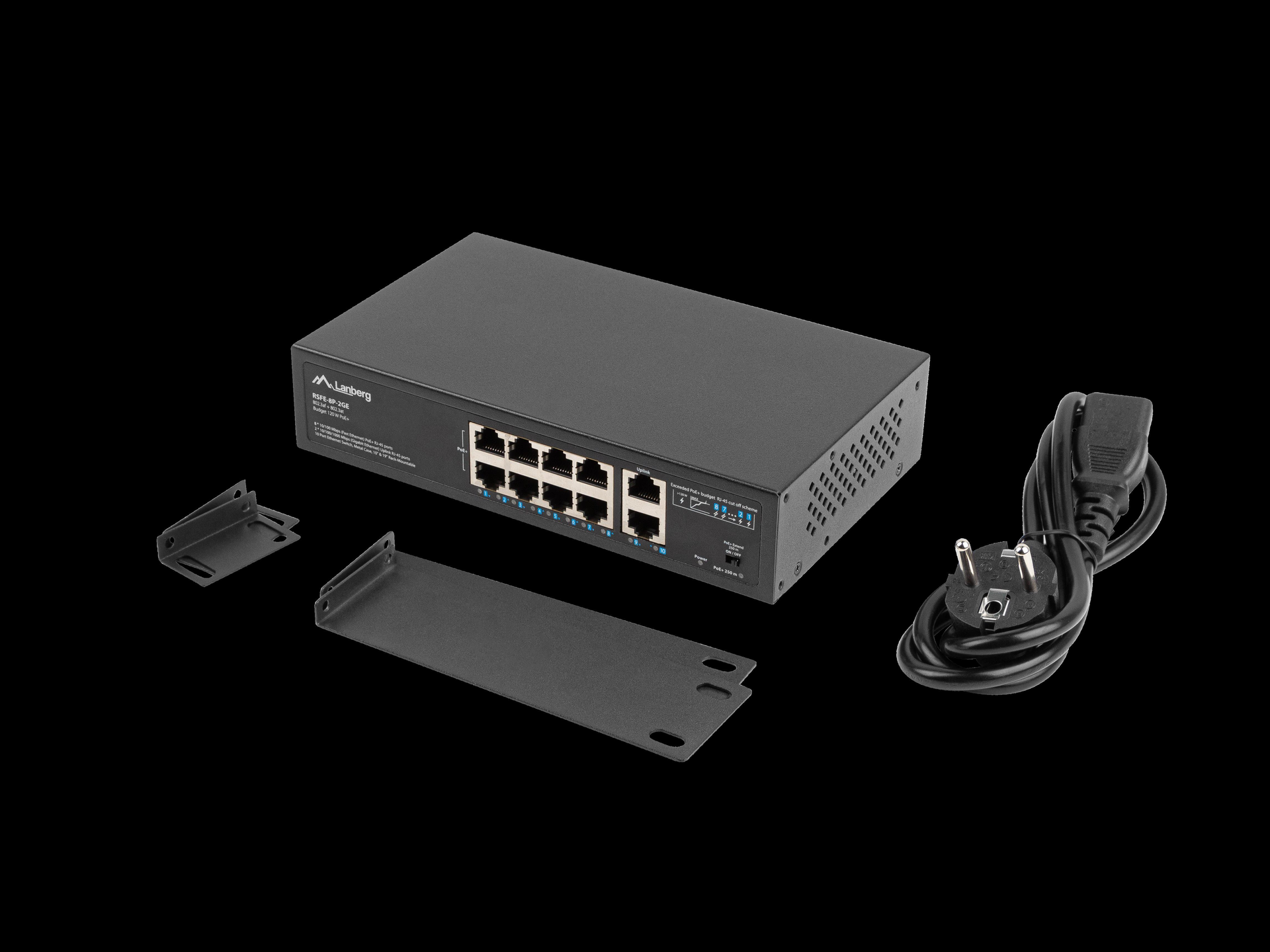 Lanberg RSFE-8P-2GE-120 Unmanaged Switch 10 Anschlüsse Schwarz