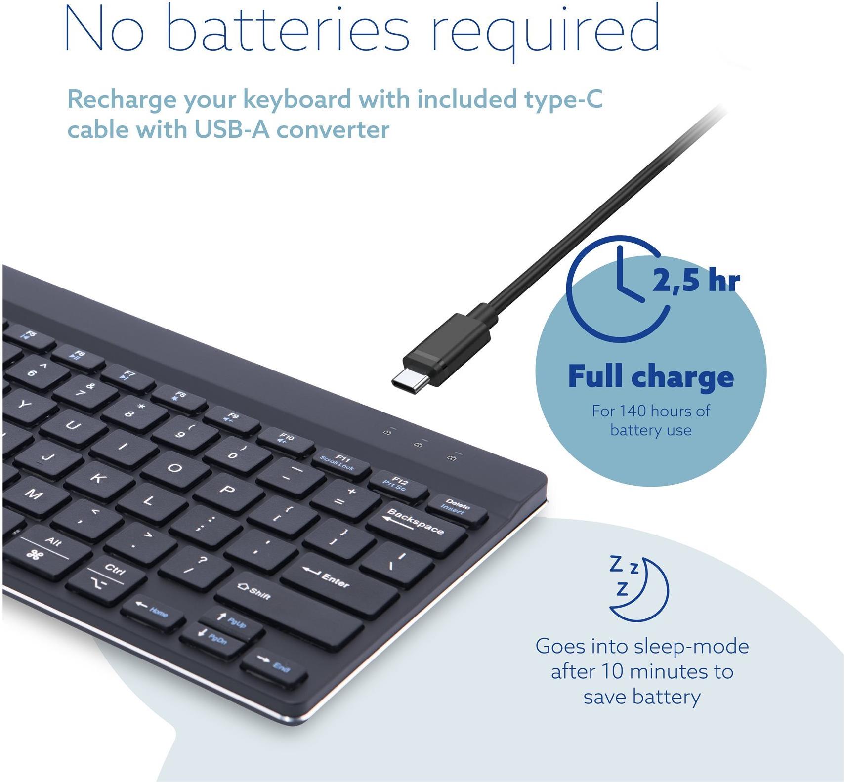 R-Go Ergonomische Tastatur Compact break Bluetooth QWERTY US Englisch Schwarz