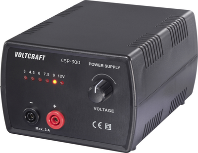 VOLTCRAFT CSP-300 Labornetzgerät, einstellbar Gleichspannung 3 V, 4.5 V, 6 V, 7.5 V, 9 V, 12 V 3 A (max.) 36 W Netz- und Akkubetrieb Anzahl Ausgänge 1 x (VC-17192775)
