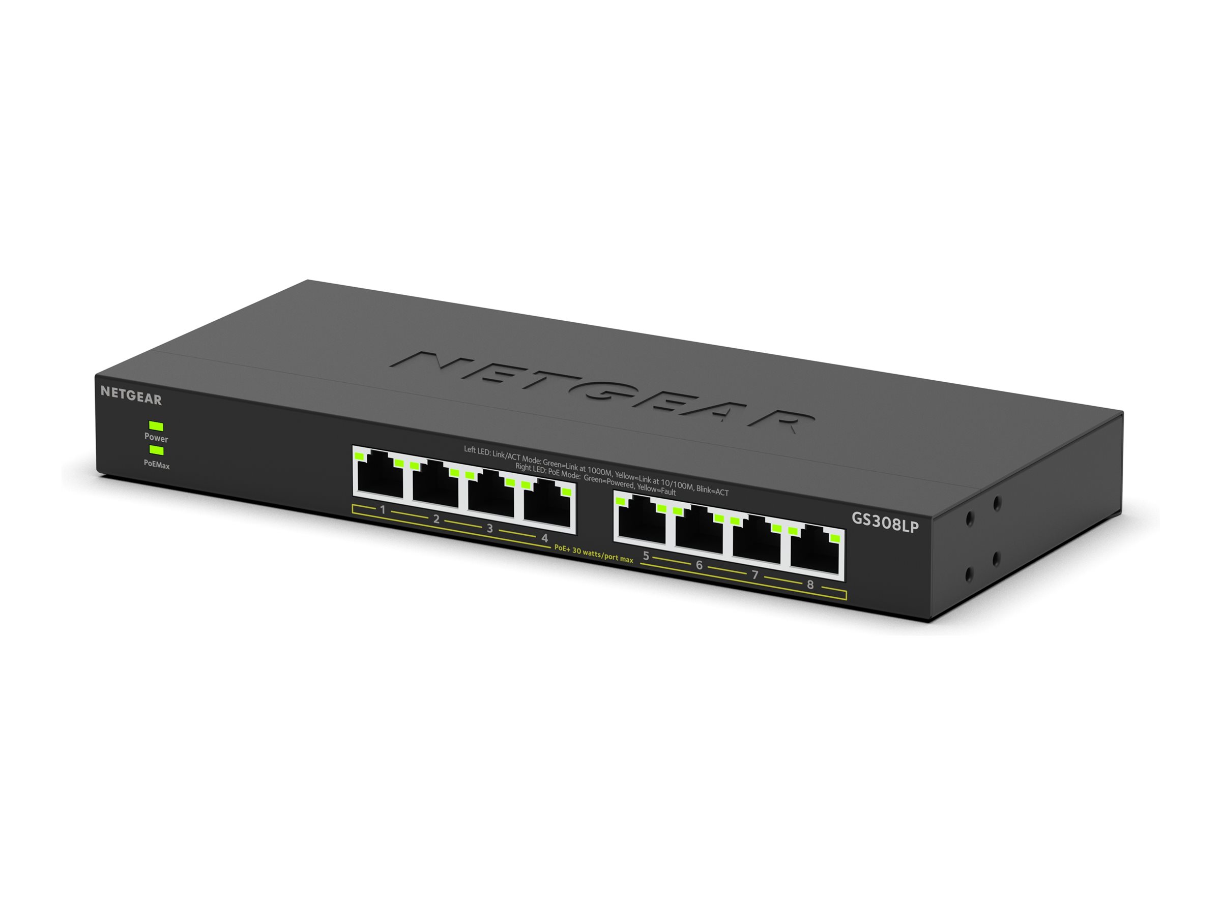 NETGEAR 300 Series GS308LP 8-Port Gigabit PoE+ Switch Schwarz