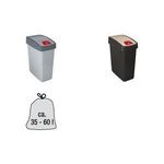 keeeper Abfalleimer "magne", 25 Liter, silber / grau 2-Wege-Öffnung: schwingend nach unten öffnen oder nach oben - 1 Stück (1060416000000)