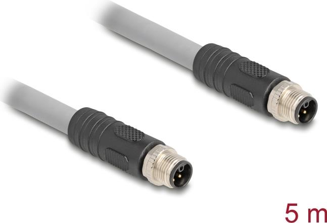 Delock M12 Kabel L-kodiert 5 Pin Stecker zu PUR schleppkettentauglich 5 m (80536)