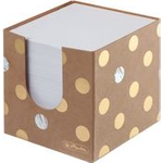 herlitz Zettelbox Pure Glam, 90 x 90 mm, braun bedruckt mit Punkten, aus Kraftkarton, Papier holzfrei, - 1 Stück (50021819)