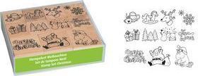 HEYDA Motivstempel-Set "Xmas Patches", in Klarsicht-Box Holzstempel sortiert in unterschiedlichen Größen, - 1 Stück (204888680)