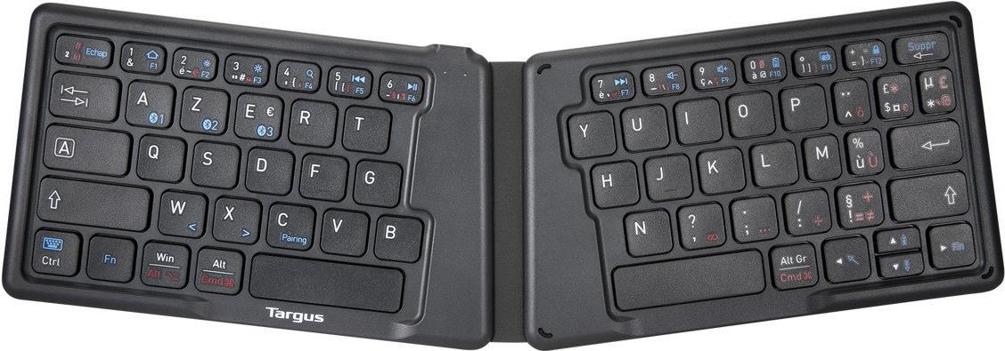 Targus AKF003FR Tastatur RF Wireless + Bluetooth AZERTY Französisch Schwarz (AKF003FR)