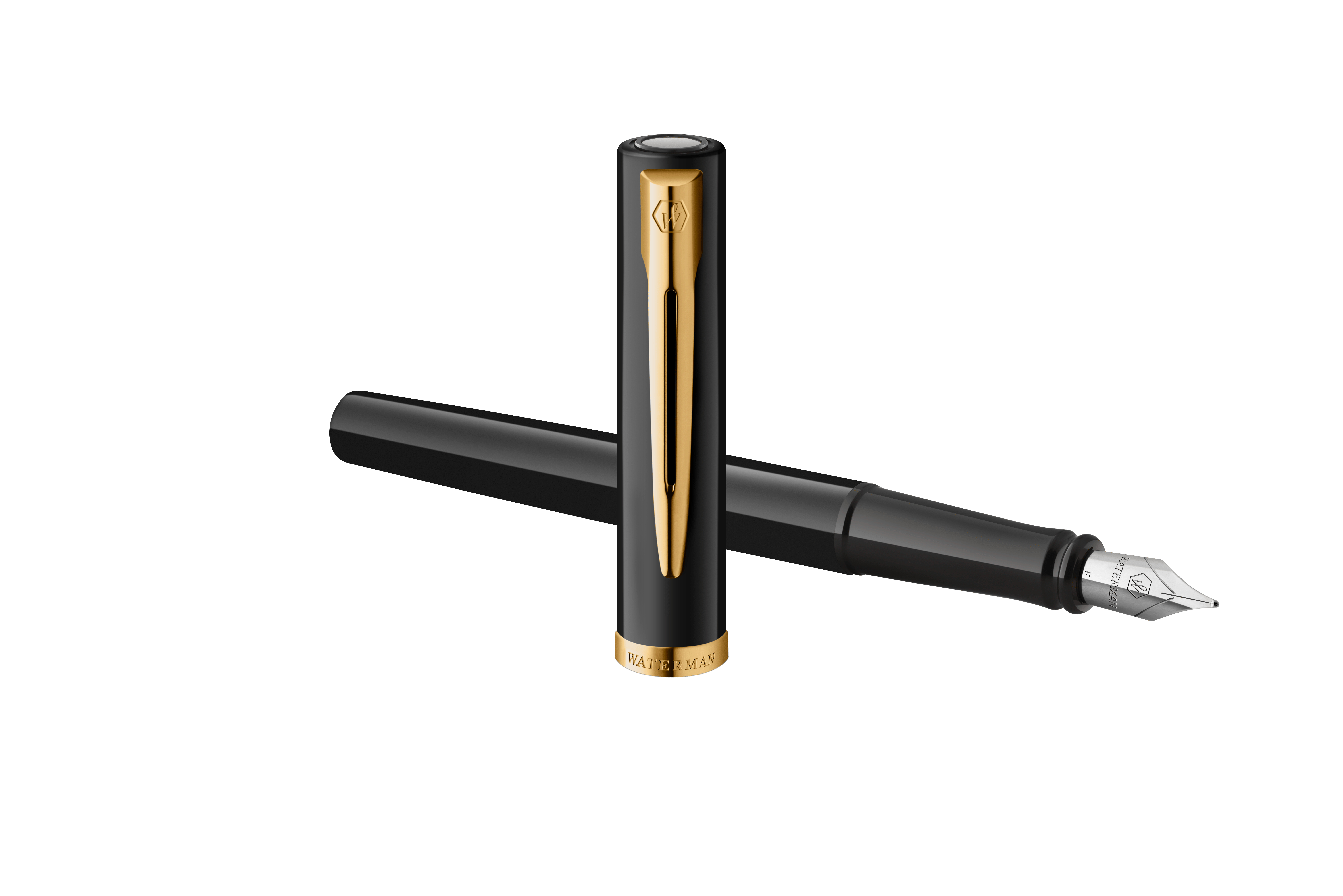 WATERMAN Allure Impression Füllfederhalter, Edelstahl, mittlere Feder (M), Schwarz