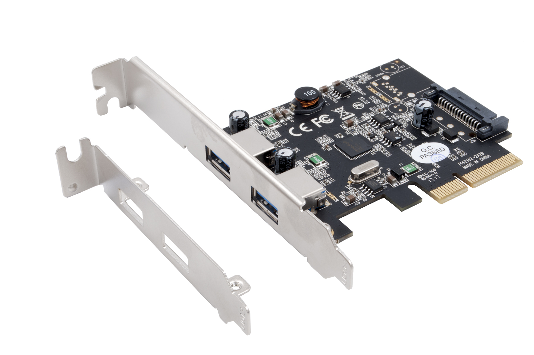 Exsys EX-12001-2 USB-Adapter PCIe x2 2x USB 3.1 Gen 2 Grau