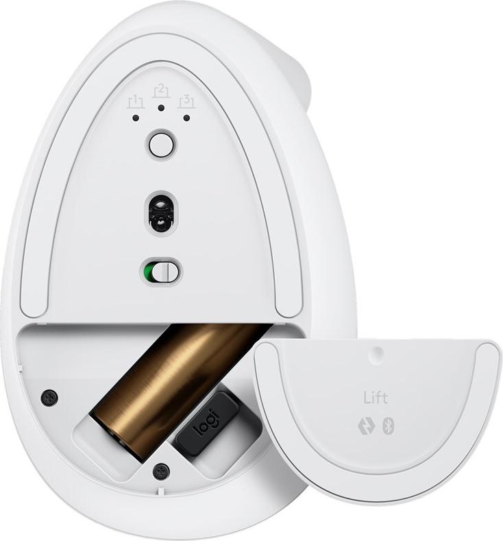 Logitech Lift Vertical Ergonomic Maus Bluetooth 2.4 GHz 4000 DPI 6 Tasten Off-White