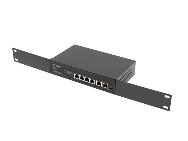 Lanberg RSFE-4P-2FE-60 6-Port Fast Ethernet Switch PoE+ Schwarz